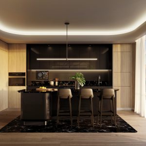 10. Kitchen L-shape, Marble Floor, Mercedes-Benz Places Miami, JDS Development Group, by The Boundary