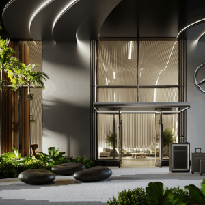4. Lobby Exterior, Mercedes Benz Places Miami, JDS Development Group, by The Boundary